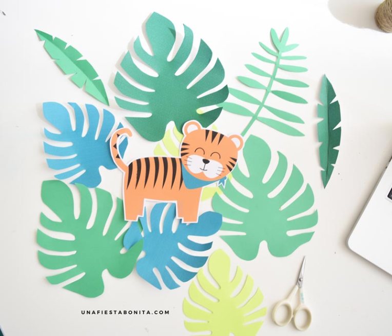 guirnalda para imprimir tematica selva tigre